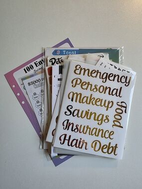 A5 & A6 Savings & Budget Vinyl Sticker Set - Gold & Brown Script LOT
